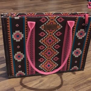 Wrangler Vibrant Pink and Brown Geometric Tote